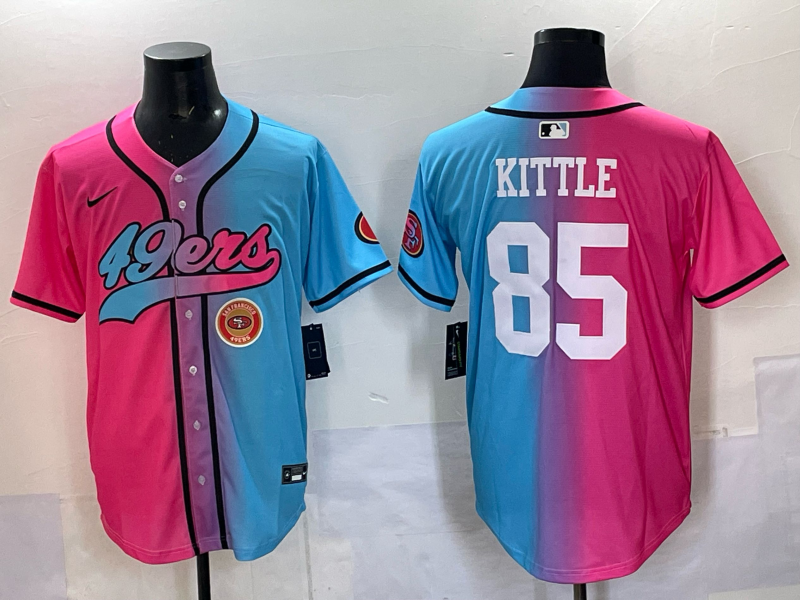 Men 2025 San Francisco 49ers #85 Kittle Pink Blue pink Nike Limited NFL Jersey 005